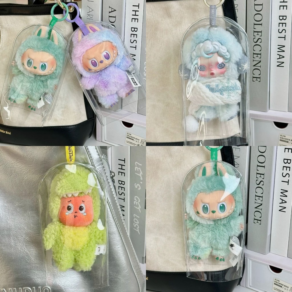 Ailigap POPMART Crybaby Labubu กระเป๋า PVC กันฝน กันฝุ่น ขนาดเล็ก แบบพกพา สีโปร่งใส สําหรับใส่ตุ๊กตา