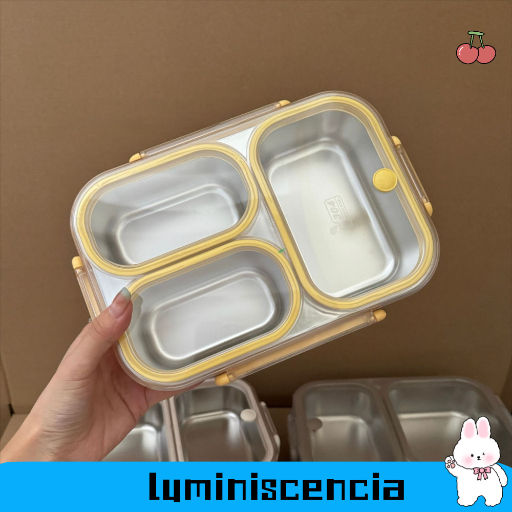 LUMINESCENCIA กล่องเบนโตะ, สแตนเลส 2/3/4 กล่องอาหารกลางวัน Gird, แบบพกพาแบ่งรั่วซึมปิดผนึกภาชนะบรรจุอาหารนักเรียน/Woker