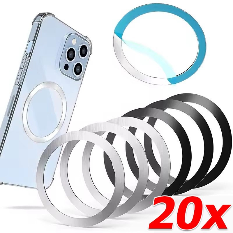 5/10/20 ชิ้น แหวนโลหะแผ่นแม่เหล็กสำหรับเครื่องชาร์จไร้สาย / ที่วางโทรศัพท์แม่เหล็กติดรถยนต์ Magsafe แผ่นเหล็ก