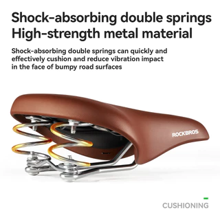 ROCKBROS เบาะนั่งจักรยานหนังดูดซับแรงกระแทก Dirt-Resistant Support Retro Casual Cycling Accessories