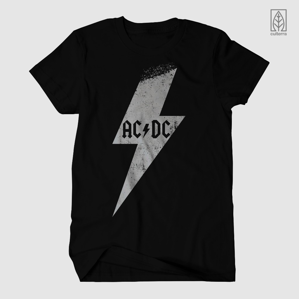 BAND T-SHIRT / เสื้อยืด ACDC / LIGHT GREY ACDC T-SHIRT / ROCK METAL MUSIC T-SHIRT / MONO VERSION