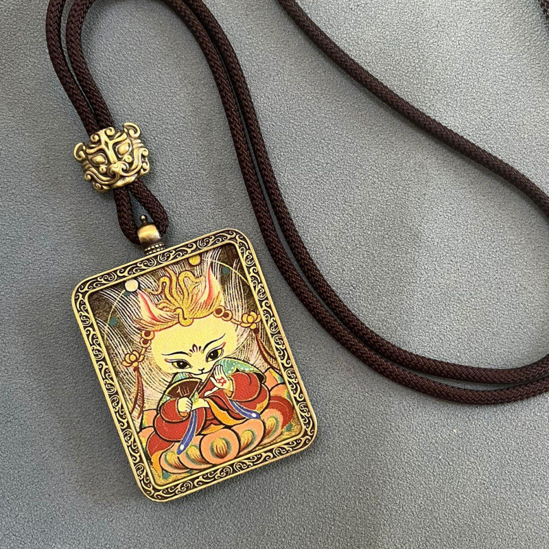 พระเครื่องเทพเจ้าแห่งความมั่งคั่งสีเหลือง Guardian ห้าทาง พระเจ้าแห่งความมั่งคั่งสีดำ Thangka สร้อยค