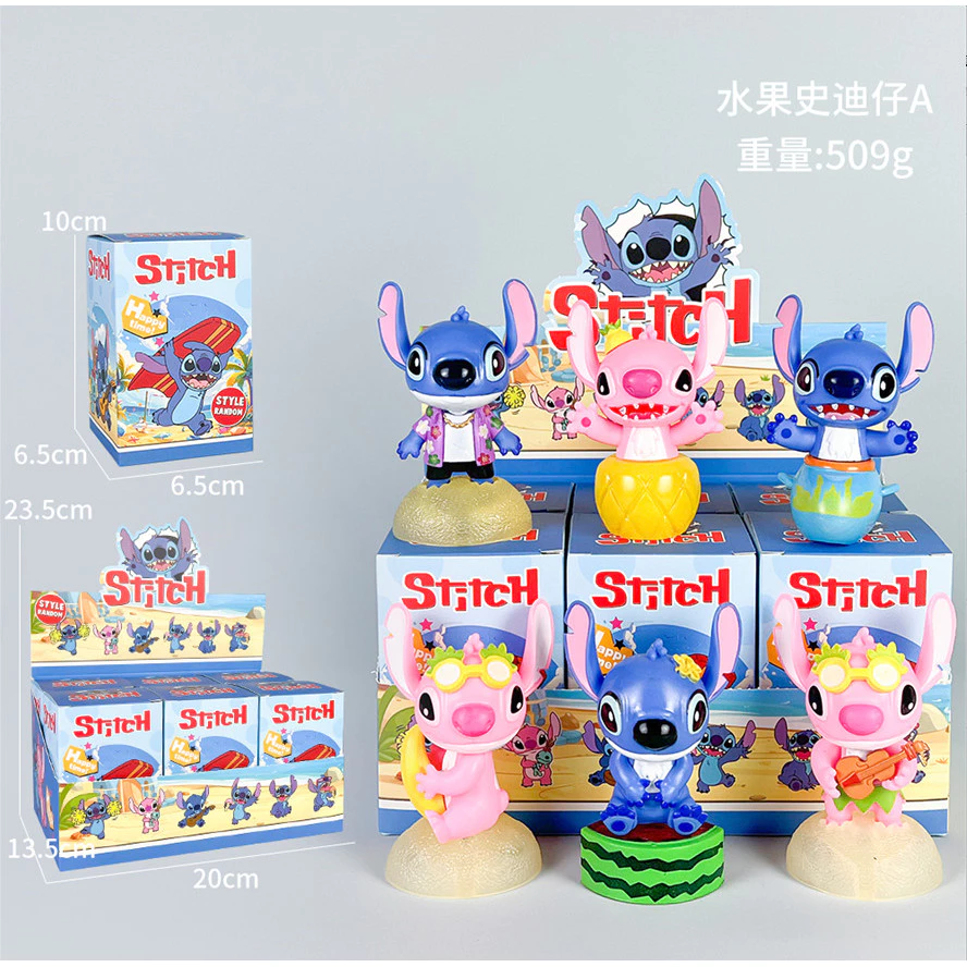 💥จัดส่งจากประเทศไทย💥6 ชิ้น/กล่อง Stitch Angel วันวาเลนไทน์อะนิเมะรูปคอสเพลย์แตงโมองุ่นตุ๊กตาของเล่นสําหรับของขวัญเด็กคอลเลกชันเครื่องประดับรถบ้านเค้กตกแต่ง Gacha thumbnail 8