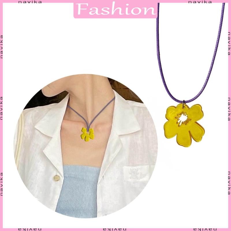 NAV สร้อยคอโซ่กระดูกไหปลาร้าดอกไม้กลวงสร้อยคอจี้ดอกไม้