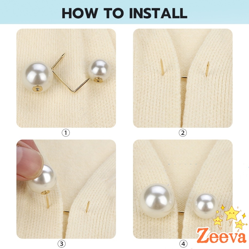 Zeeva【มีสินค้าในสต๊อก】 เข็มกลัดมุกเทียม ปรับขนาดเอว/ขนาดขากางเกง  สําหรับตกแต่งเสื้อ ผ้าคลุมไหล่ 2ชิ้น/แพ็ค Fashion Pins - รูปที่ 6