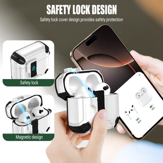 เคส For Airpods 4 Case For Airpods 3 2 1 2 pods Pro3 2 เคสล็อคแม่เหล็กเพื่อความปลอดภัย/รองรับการชาร์จไร้สายสวิตช์เด้ง-XF