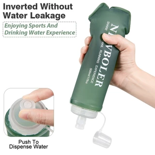 NEWBOLER 300ml 500ml 700ml Soft Flask ขนาดใหญ่ Spout TPU ซิลิโคนขวดน้ําพับได้สําหรับกีฬากลางแจ้งเดินทางวิ่งจ๊อกกิ้งฟิตเนสแบบพกพาขวดนุ่มฟาง