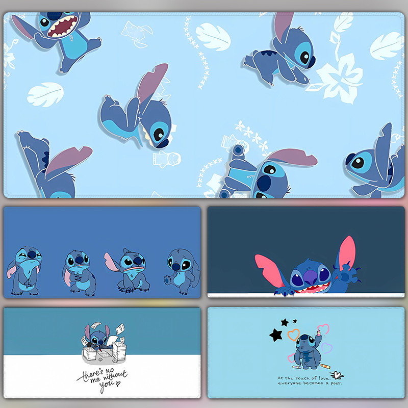 Stitch แผ่นรองเมาส์ขนาดใหญ่น่ารักการ์ตูนแผ่นรองโต๊ะ 90x40 ซม. Kawaii Gamepad อะนิเมะ Mousepad ยางแป้นพิมพ์