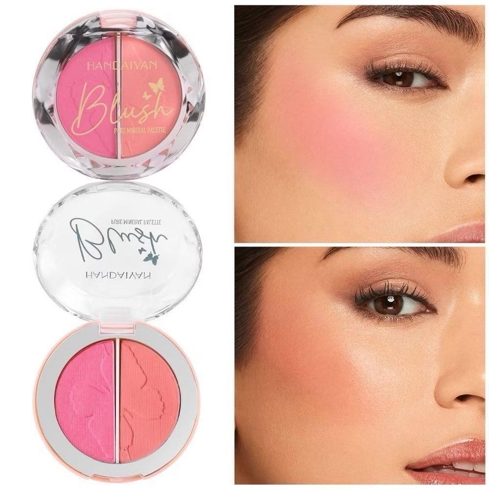 บลัชออน Handaiyan  Blush Pure Mineral Palette 2เฉดสี  สีสวยชัด เนื้อสีแน่น ติดทนนาน  #B148 บลัช โทน 