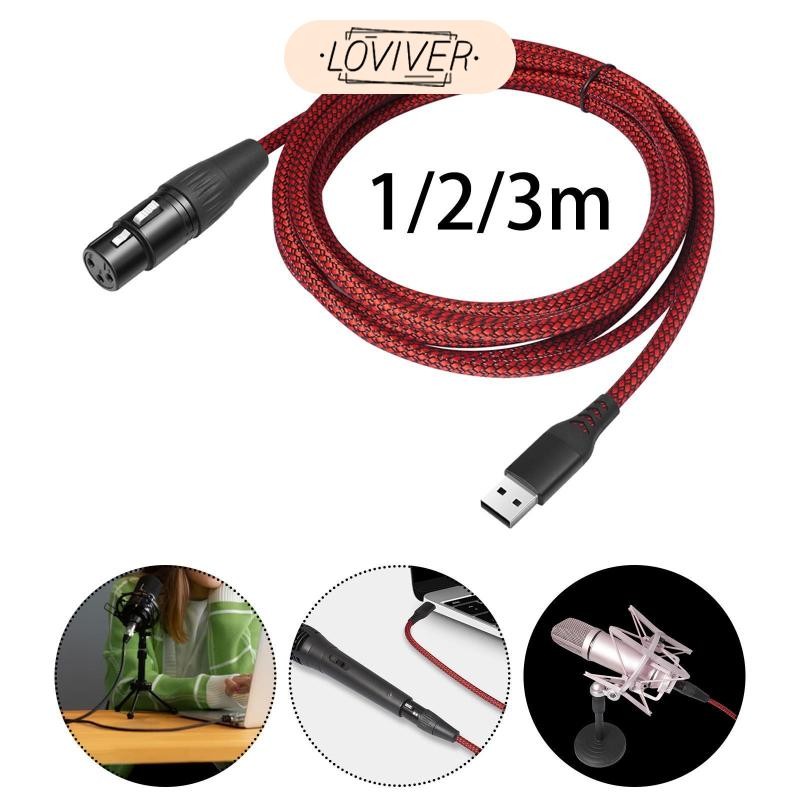 สายสัญญาณเสียงสายไมค์สเตอริโออัพเกรดสาย USB ถึง XLR USB ชายเป็น XLR (3 พิน) หญิงสําหรับเครื่องบันทึกเสียง Live Podcast แล็ปท็อปพีซี
