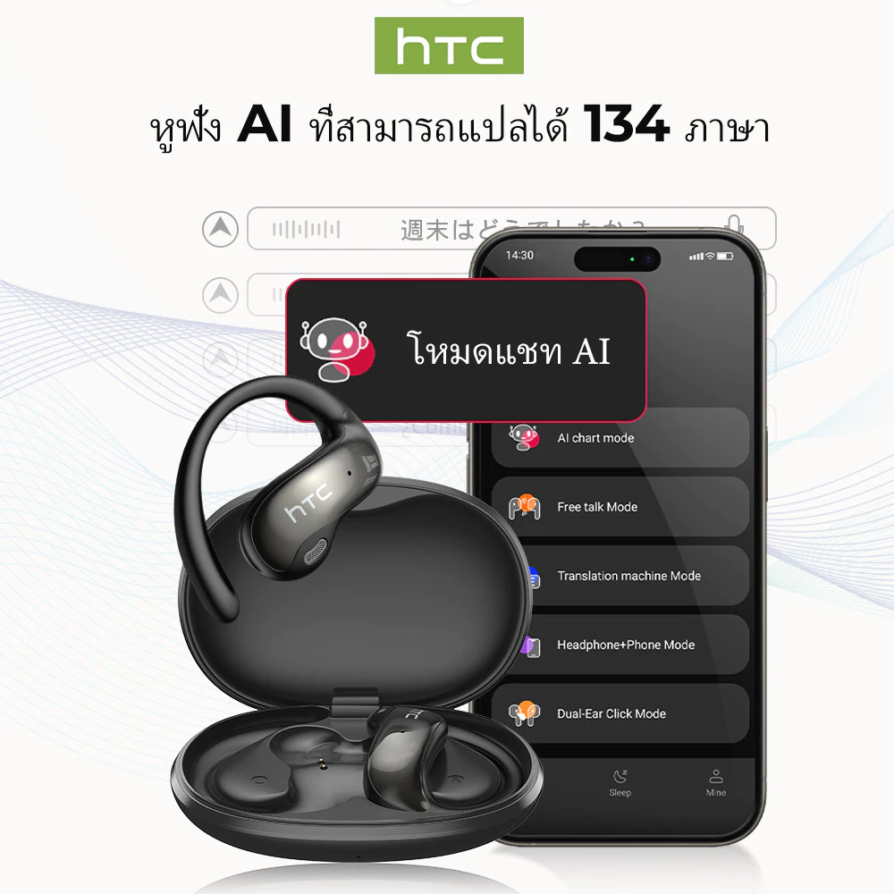 หูฟังแปลภาษา AI HTC NE19 บลูทูธ 6.0 รองรับ 135 ภาษา thumbnail 4