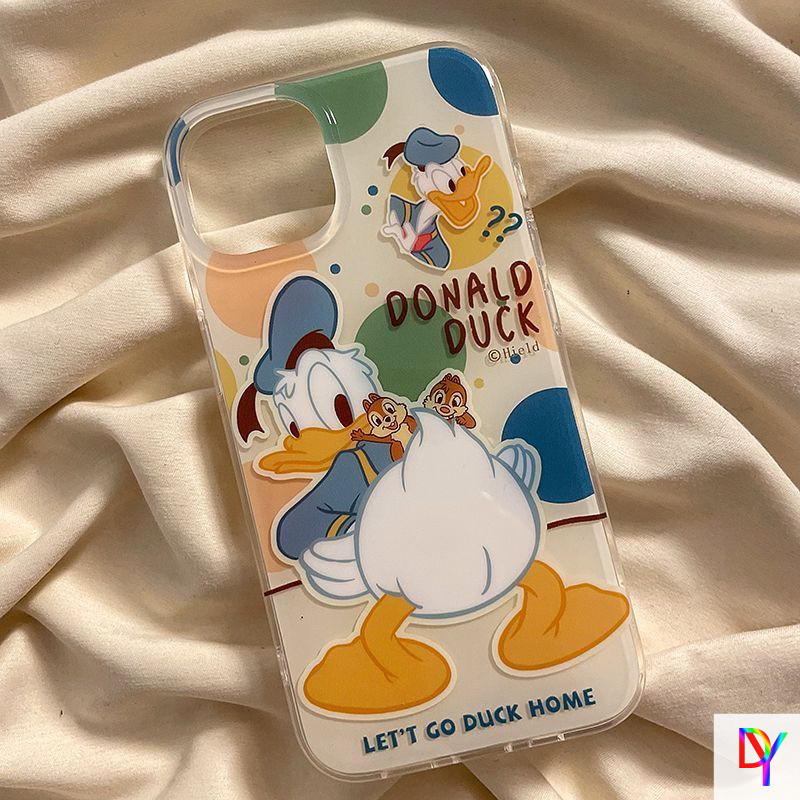 Double Layer IMD Hip Donald Duck Apple 16/15 Pro Max เคสโทรศัพท์ 14/13/12/XR เคสแข็ง XS Max