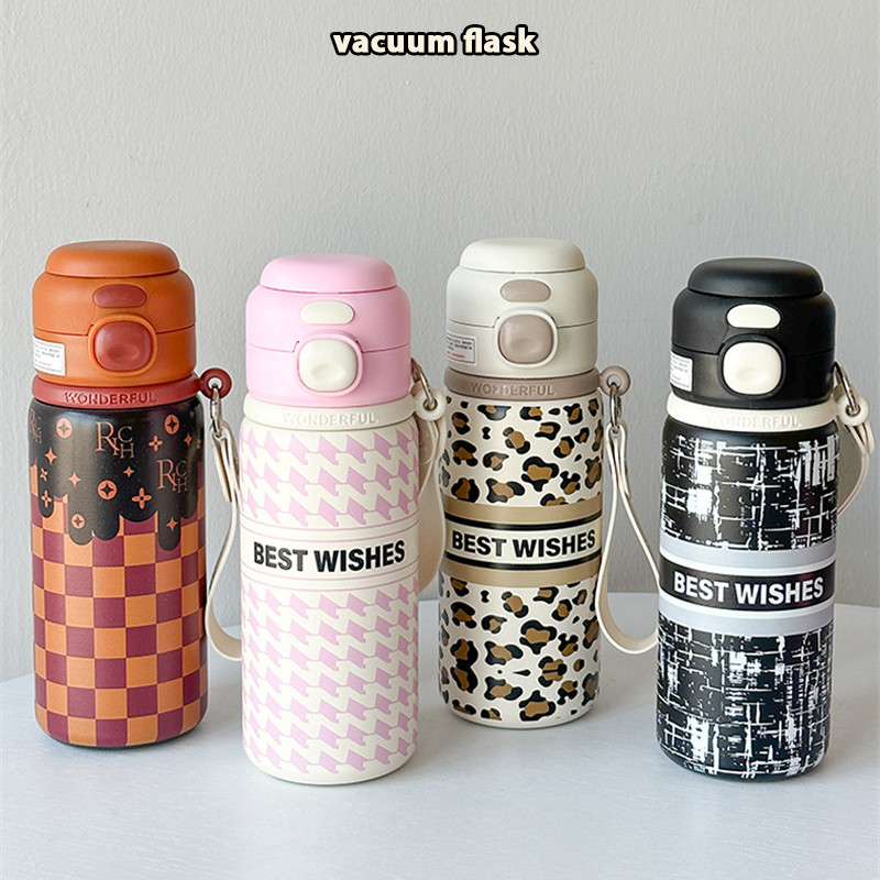 Nezha แก้วน้ํา 500ml แก้วเก็บความร้อน แก้วสแตนเลส 316 พร้อมเชือกและหลอด พร้อมมาตราส่วนความจุ T01273