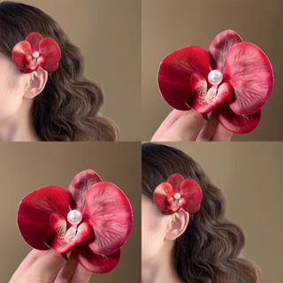 กิ๊บติดผมไข่มุก ฟาแลนนอปซิส สีแดงสําหรับผู้หญิงเครื่องประดับ…