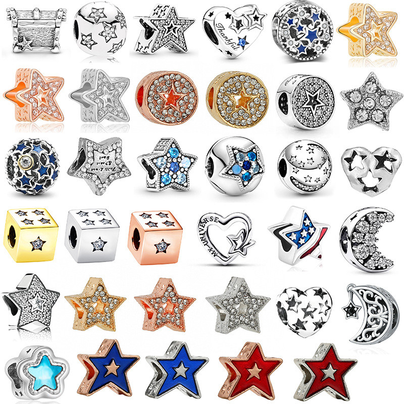 สไตล์ของ Pan DIY คุณภาพสูง Shining Crystal Star ลูกปัดจี้สร้อยข้อมือสร้อยคออุปกรณ์เสริมโรงงานขายส่ง