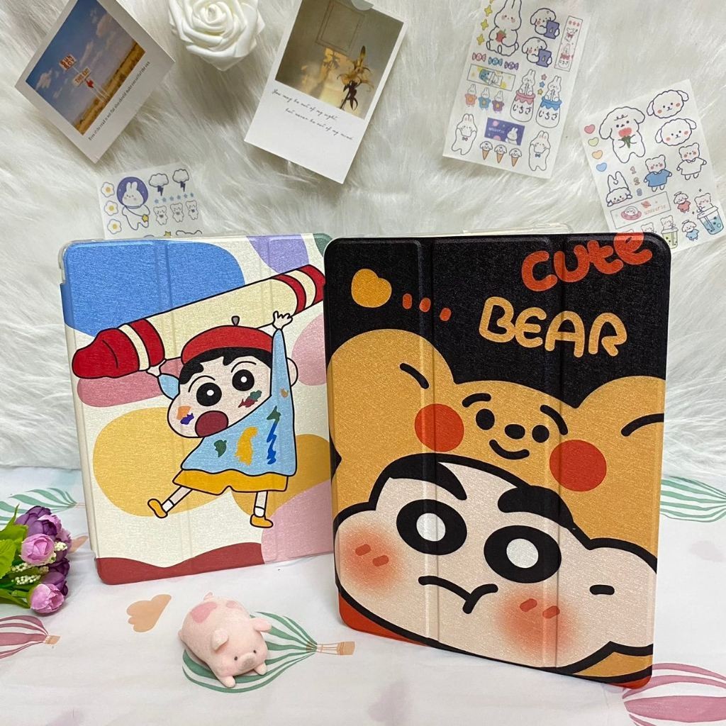 เคสป้องกัน Air 4/5/6/7 Gen11 A16/10 Air11 2025 2024 iPad 10.2นิ้ว (Gen7/8/9) และ Pro 11 มีช่องเก็บปากกา หลังใส