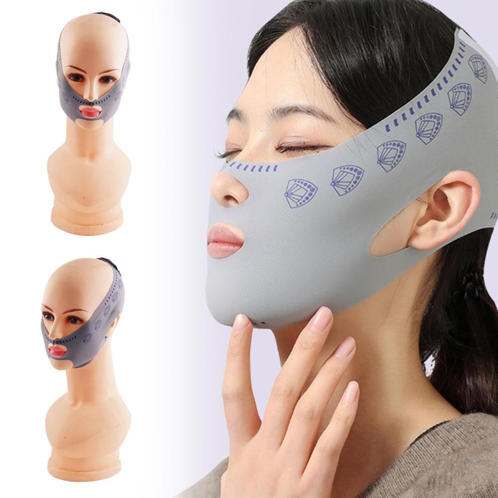 V Face Bandage Breathable Sculpting Face Sleep Mask หน้ากากกระชับคางผ้าพันแผลยืดหยุ่น Face W7t8