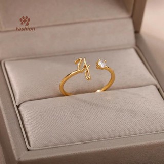 [แฟชั่น] แหวนตัวอักษรเริ่มต้นขนาดเล็กสำหรับผู้หญิง สแตนเลส A…