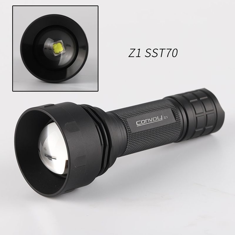 ไฟฉาย Zoomable Convoy Z1 ดั้งเดิมพร้อมไฟเดินป่าแคมป์ปิ้ง LED SST70