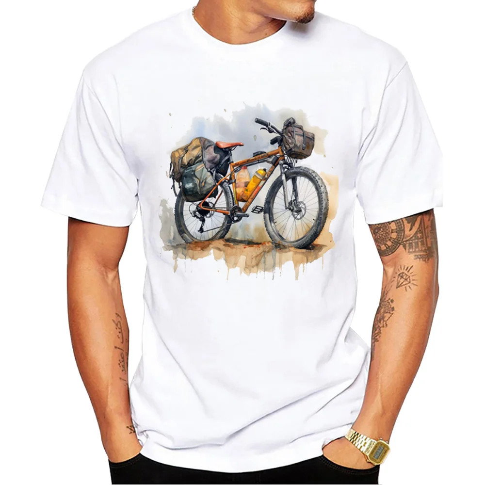 ทีฮับ วินเทจจักรยาน ท็อปส์ขี่กรวดพิมพ์เสื้อยืดจักรยานเสือภูเขาสำหรับผู้ชาย ทีเสื้อเก่าจักรยานชายสบายๆ - รูปที่ 3