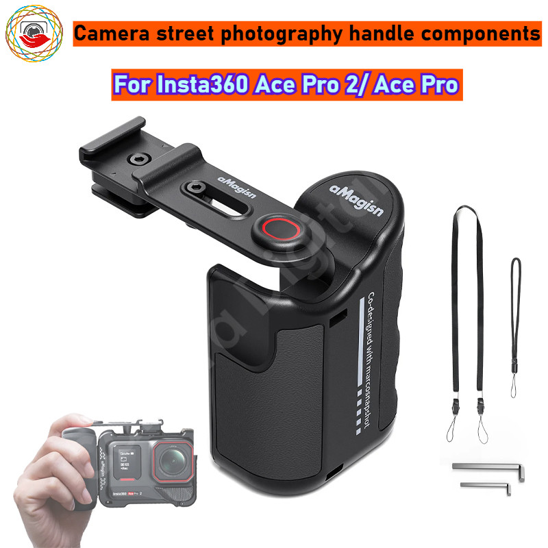 Grip Kit สําหรับ Insta360 Ace Pro 2 ABS พลาสติกกล้อง Grip พร้อมปุ่มชัตเตอร์สําหรับ Insta360 Ace Seri
