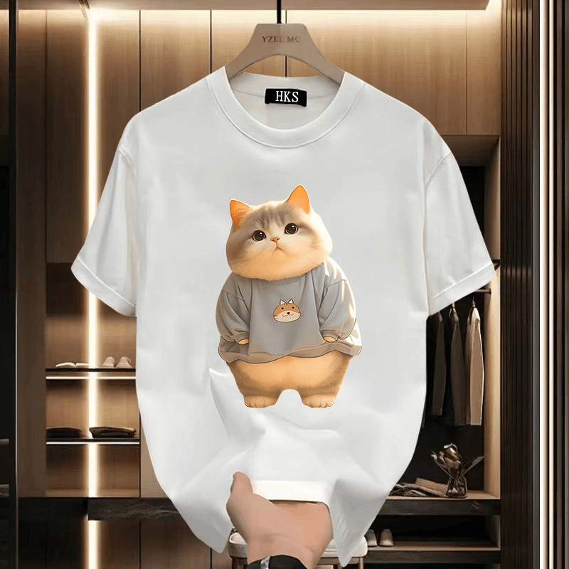 เสื้อยืดเชือก อุ๊ย สําหรับผู้ชาย ปลาแบนเนอร์การ์ตูน เสื้อแขนเดียว สบาย