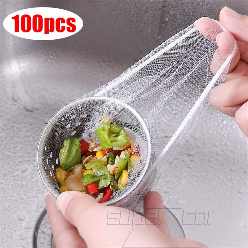 100ชิ้น ห้องครัวและห้องน้ําอ่างล้างจานกรอง-ตัวกรองตาข่ายแบบใช้แล้วทิ้งสําหรับน้ําท่อระบายน้ํา, ผม & ถู-ง่ายอ่างอาบน้ําผมเก็บแ