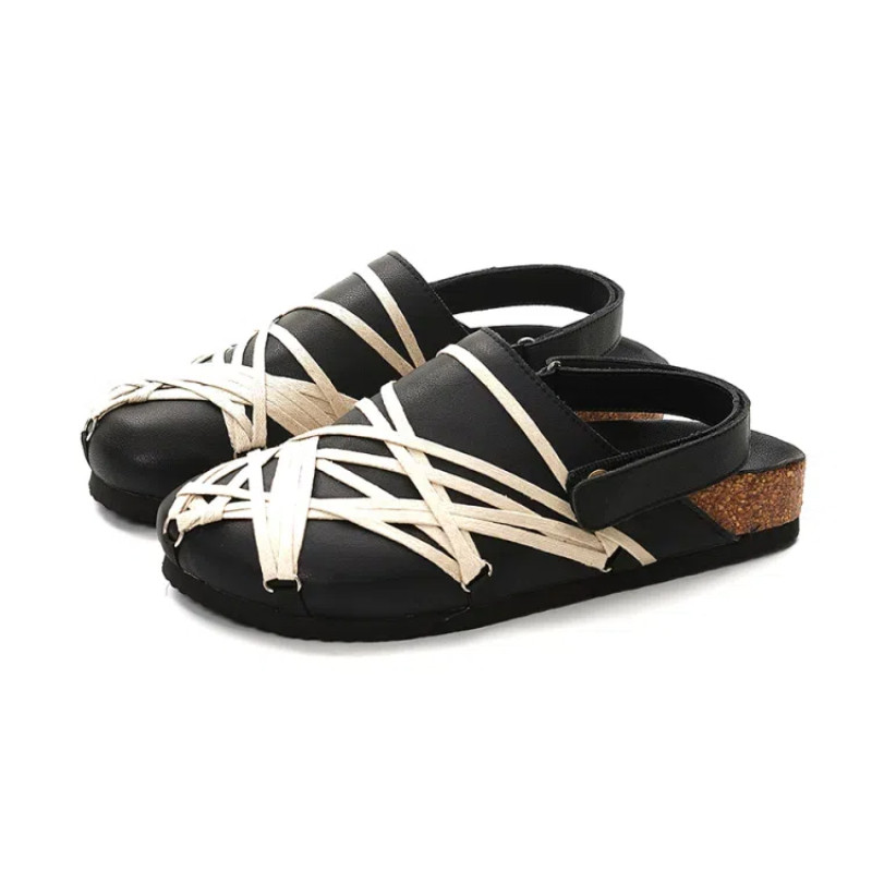 R RO 25ss Laced-Up Mummy Birkenstock Mules รองเท้าแตะ magelace mule ผู้ชายผู้หญิง Dark