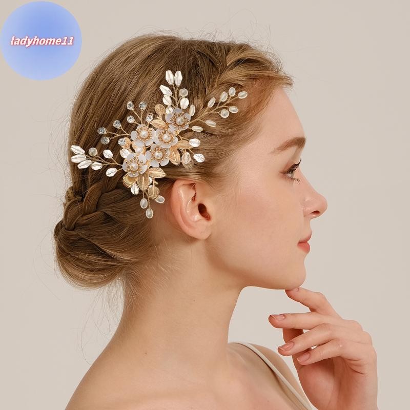 ONELADY ดอกไม้มุกคริสตัลคลิปผมหวีHairpinสําหรับเจ้าสาวและอุปกรณ์เสริมผมสำหรับงานแต่งงานTiara TH