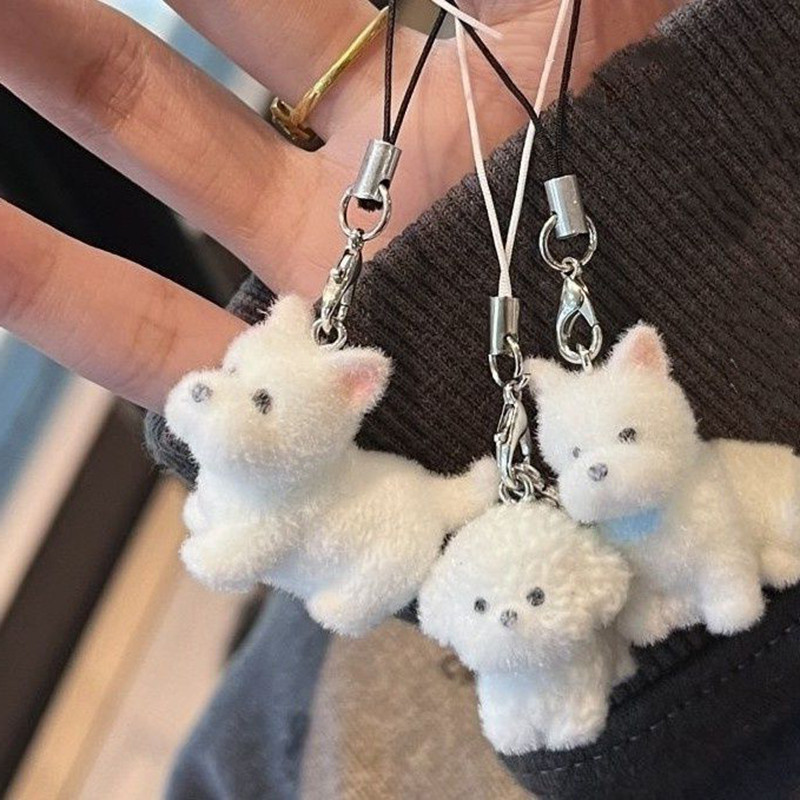 น่ารัก แห่กัน สุนัขโซ่โทรศัพท์มือถือน่ารักการ์ตูนพวงกุญแจสาวกระเป๋าเป้สะพายหลังจี้ของขวัญ