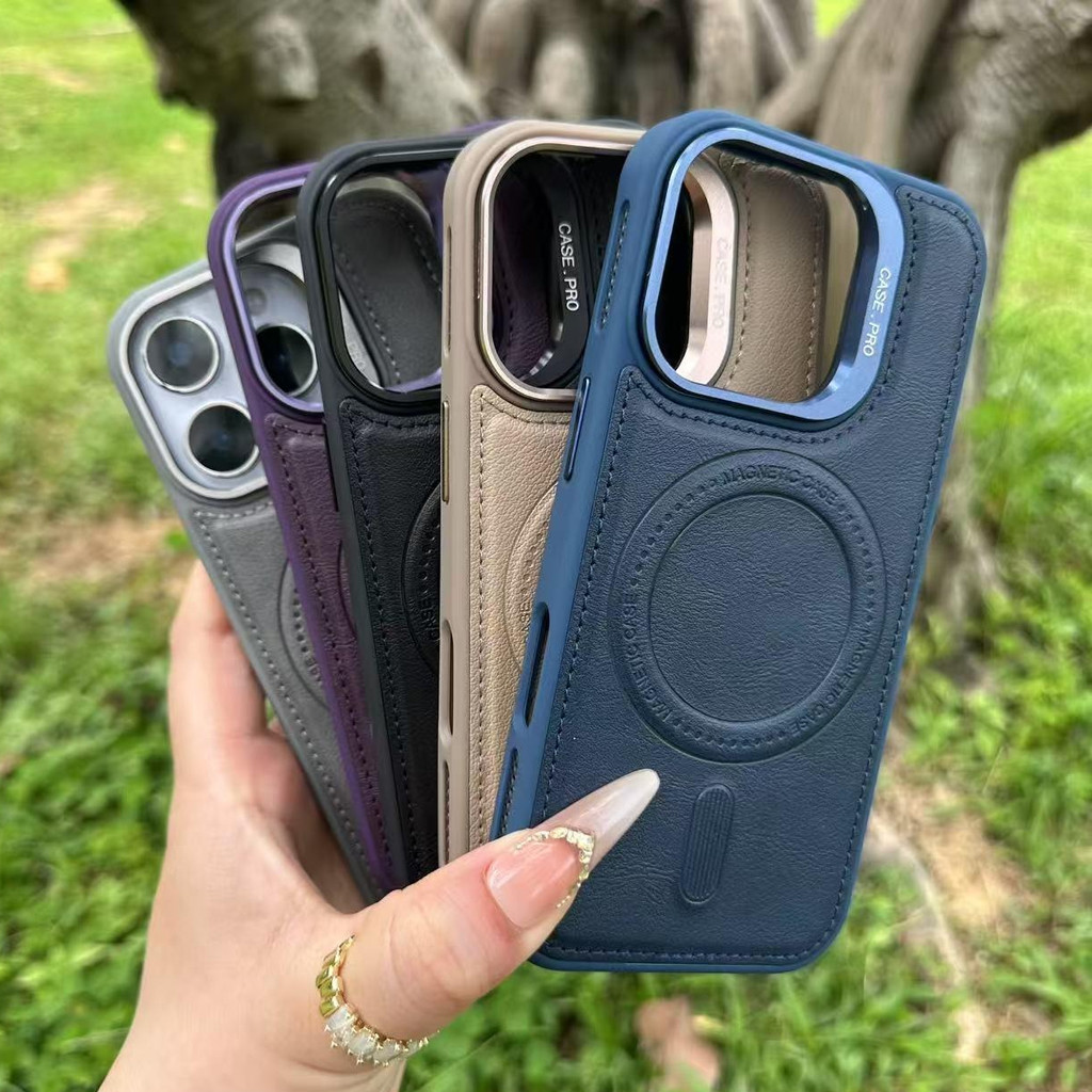 HOCE วงเล็บหนังแม่เหล็กสําหรับ iPhone 17 16 15 14 13 12 11 Pro Max Plus ผู้ถือกล้องขาตั้งกันกระแทกนุ่ม Breathable ฝาครอบกันชน