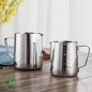 เหยือกตีฟองนม สีเงิน 350ml/600ml /1000MLพิชเชอร์ ถ้วยตีฟองนม สแตนเลส Stainless Milk Pitcher สเตนเลส304