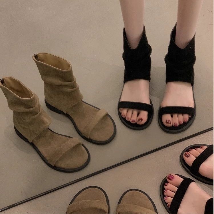 ปากตื้น Super Soft สไตล์เกาหลี 2025 รองเท้าแตะโรมันสไตล์ใหม่ฤดูร้อน, กระโปรง All-Match High-End