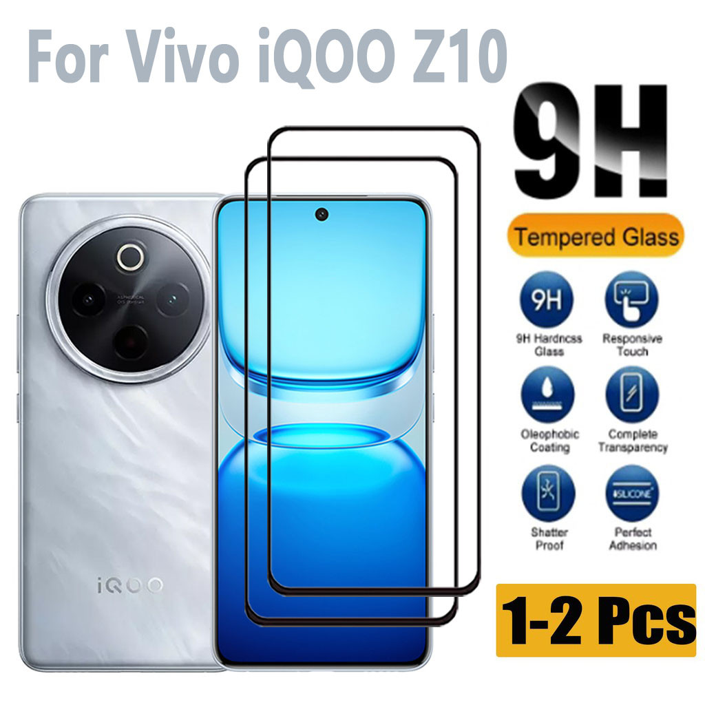 1-2 ชิ้นกระจกนิรภัยสําหรับ iQOO Z10 5G ป้องกันหน้าจอสําหรับ iQOO Z9 Z9x Z7 Z7x 11 12 13 V50 V40 Lite