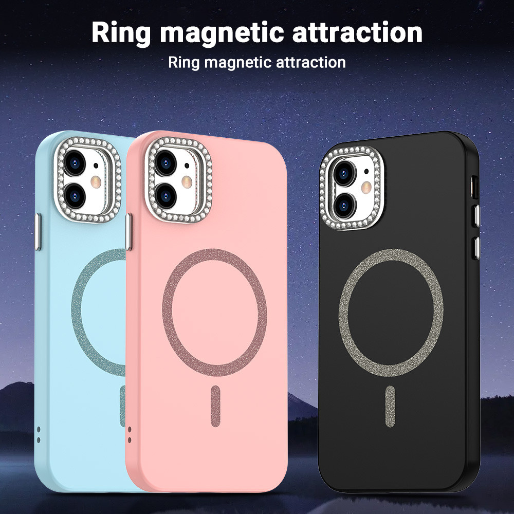 Diamond Magnetic เคสทรศัพท์ For iPhone 11 เคส 13 เคสไอโฟน 16 15 14 Pro Max 12 16promax Soft Silicone เคสโทรศัพท์มือถือ