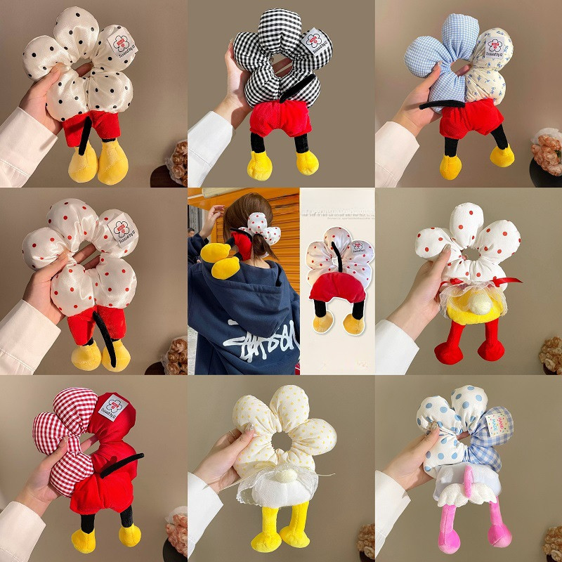 【ส่งไวจากไทย】Maisidamall Flower Mickey Points Hair Circle Girl Cute Plush Bun Rubber Band Hair Accessories