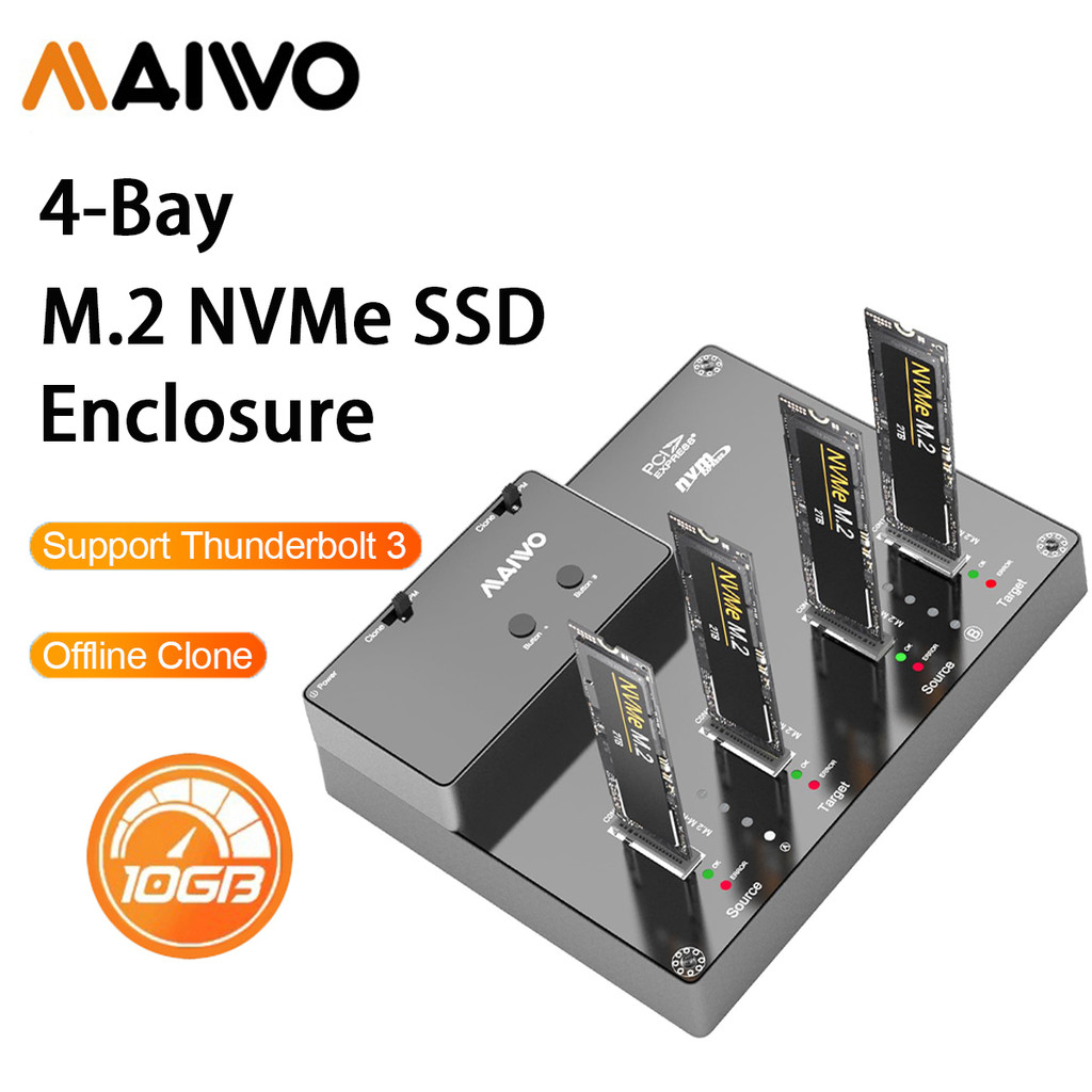 MAIWO 4 Bay M.2 NVME Docking Station,สนับสนุน Offline Clone duplicator และฟังก์ชั่นดิสก์ระบบ Clone