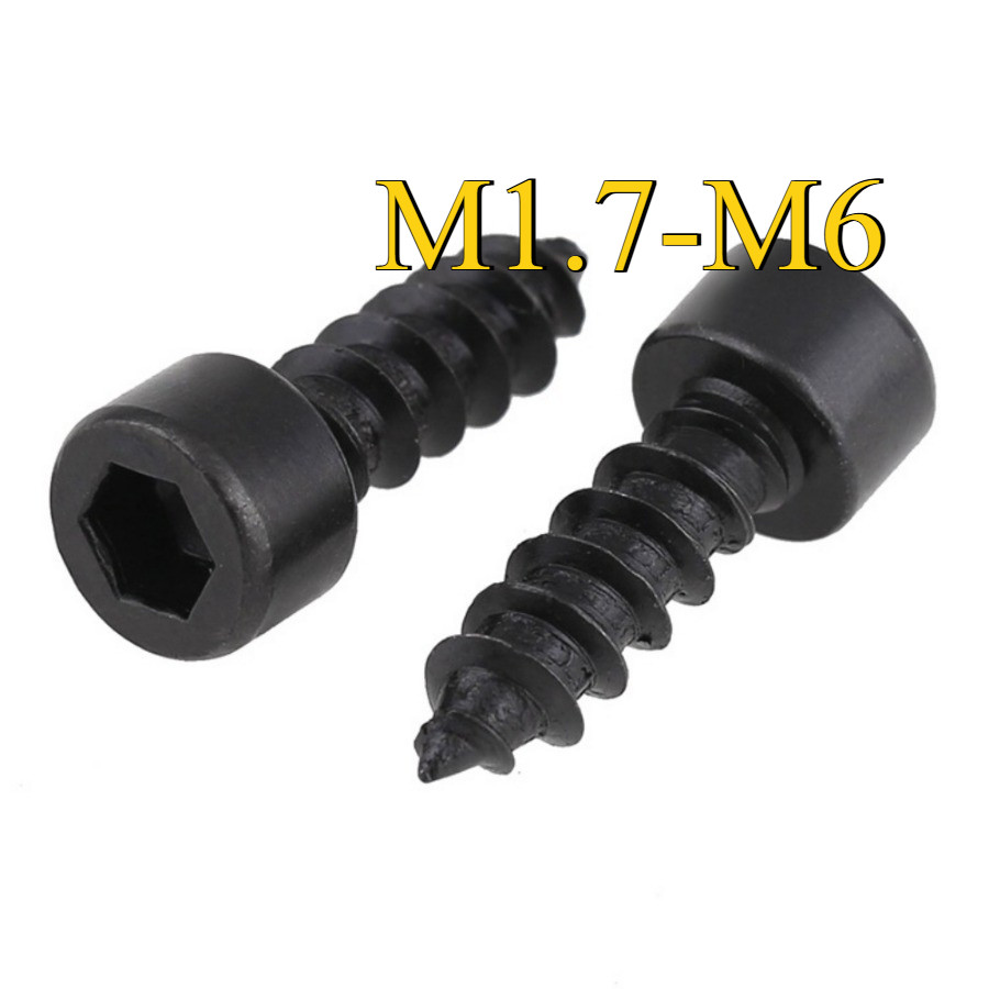 เกรด 8.8 สีดำ หัวจม สกรู เกลียวปล่อย / Hexagon socket cheese head self-tapping screw M1.7/M2/M2.6/M3/M3.5/M4/M5/M6 (BY-YL-TH-w)