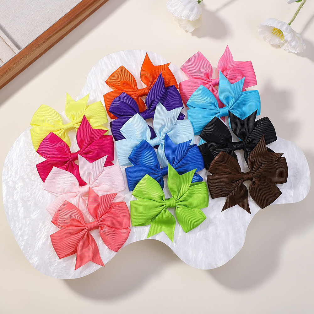 1 PC 3.25 Grosgrain ริบบิ้นน่ารักผม Bows คลิปสําหรับเด็กทารก Handmade Bowknot Hairpin Barrette Headwear อุปกรณ์เสริมผม