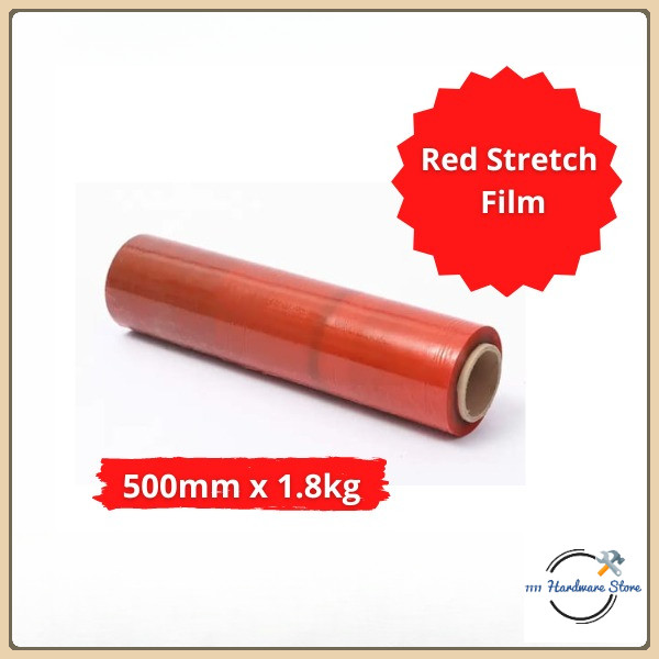 RED COLOUR STRETCH FILM WRAPPING FILM 500MM X 1.8KG