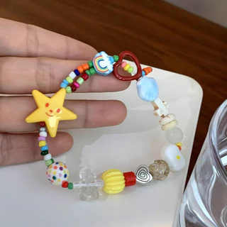 สร้อยข้อมือดาวสายรุ้งฤดูร้อนหญิงน่ารักลูกปัด Dopamine สร้อยข้อมือสดขนาดเล็กหวาน Ins เทรนด์