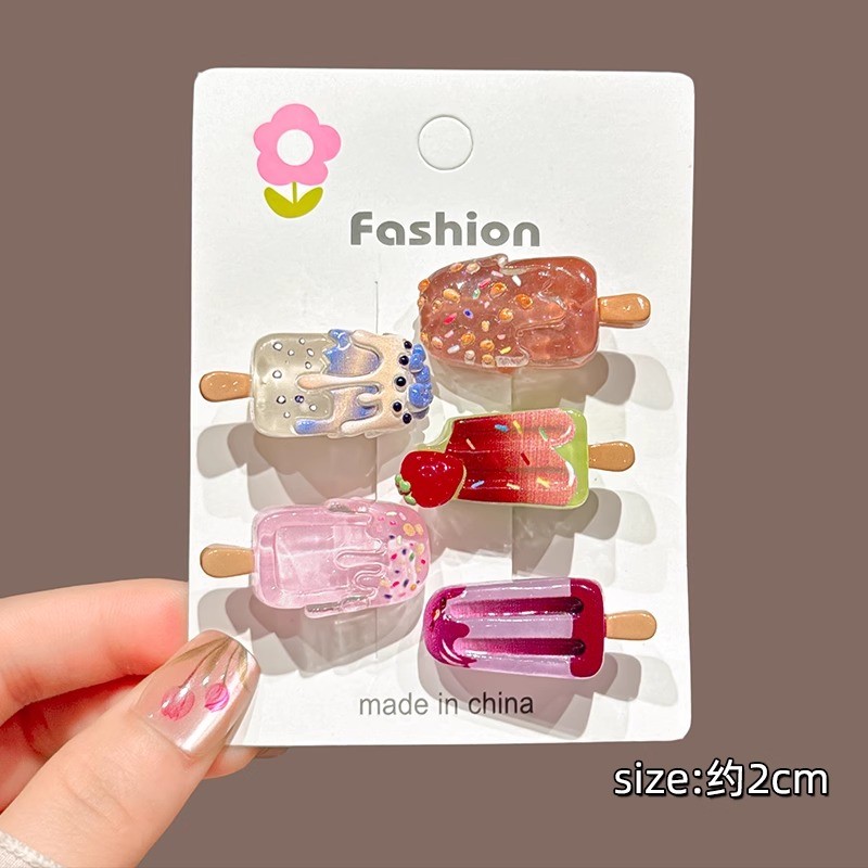 Creative Ice Cream Hairpin หญิงด้านข้าง Bangs Duckbill คลิปน่ารักการ์ตูนอุปกรณ์เสริมผม