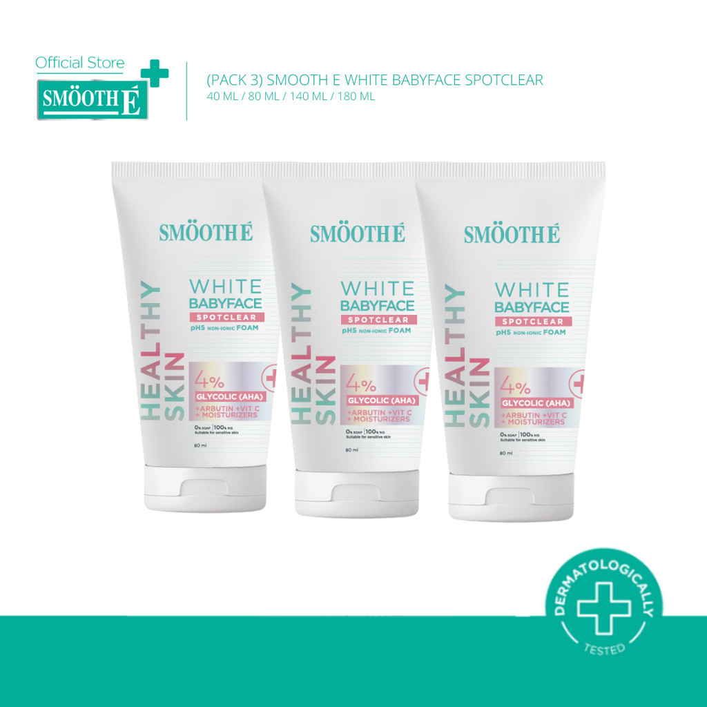 [แพ็ค 3] Smooth E White Babyface Spotclear ไวท์โฟมไม่มีฟอง รีเซ็ตผิวฉ่ำโกลว์ 40 / 80 / 140 / 180 ml