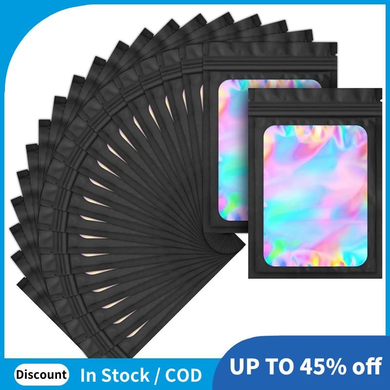 100 แพ็ค Mylar Bags Holographic Smell Proof ถุงบรรจุภัณฑ์สําหรับ Bussness Resealable Pouch (3X5 นิ้ว