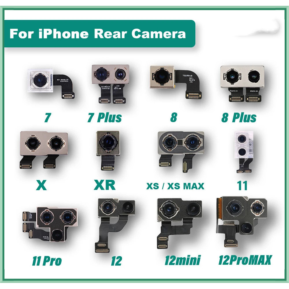 กล้องหลังสำหรับ iPhone 7 7plus 8 8plus สายเคเบิลเลนส์หลักกล้องหลังสำหรับ iPhone X XR xsmax 11 11pro 12