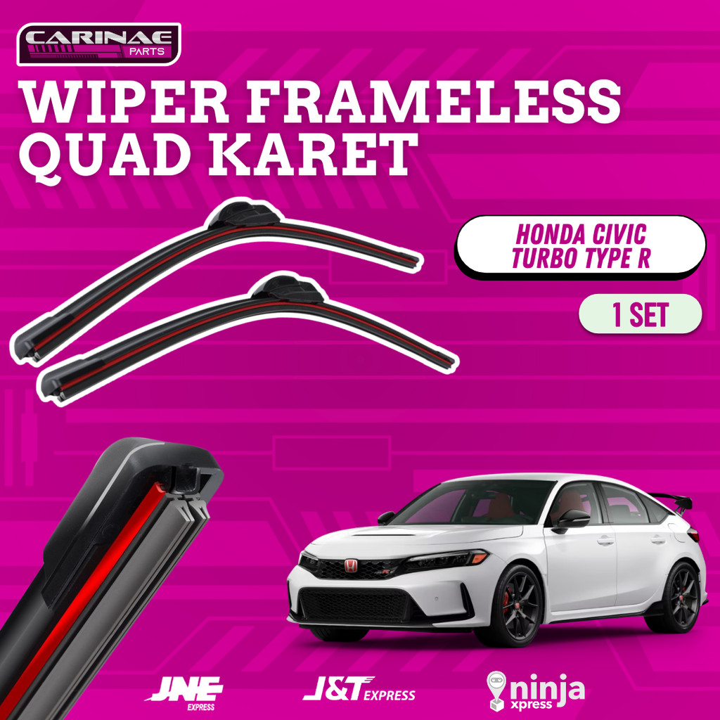 Quad Blade Honda Civic Turbo Type R ที่ปัดน้ําฝนรถยนต์ไร้กรอบ 1 ชุดซ้ายขวา