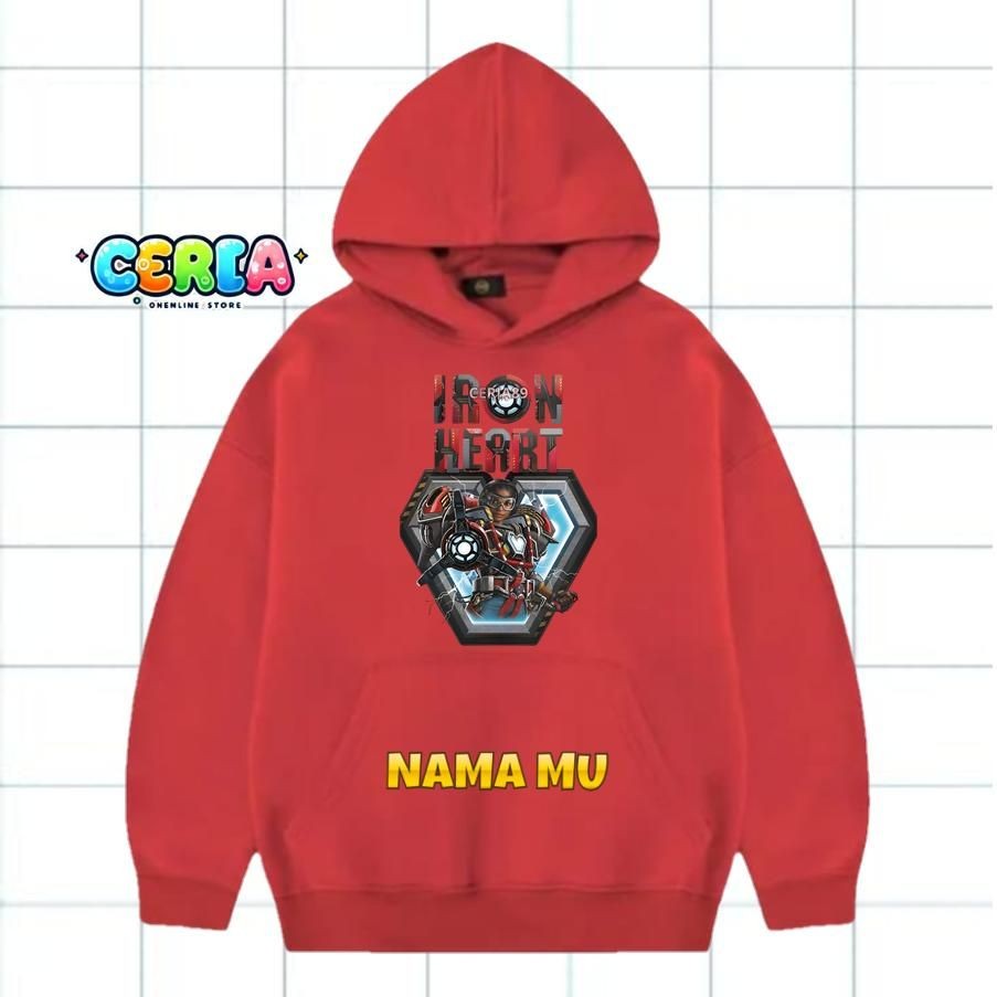 Iron Heart Super Hero ตัวละครชายหญิง Hoodie เสื้อกันหนาวอายุ 2-13 ปี Iron Heart Unisex Hoodie แจ็คเก