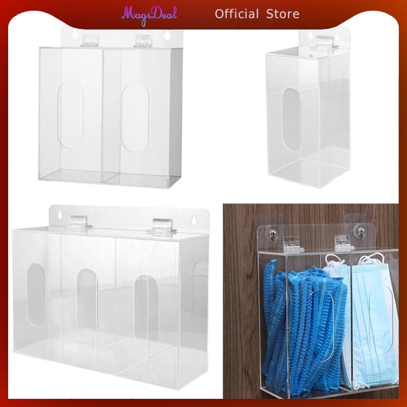 MagiDeal เครื่องจ่ายถุงมืออะคริลิคชั้นวางถุงมือพร้อมฝาปิดเครื่องจ่ายติดผนังหรือโต๊ะโปร่งใสสําหรับถุงมือที่อุดหูบ้านร้านอาหาร