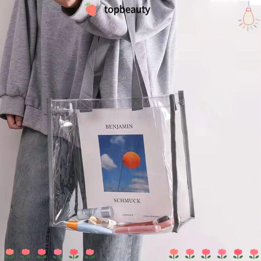 TOPBEAUTY Shopping Bag Women Tote Bag กระเป๋าสะพายข้างแบบใส