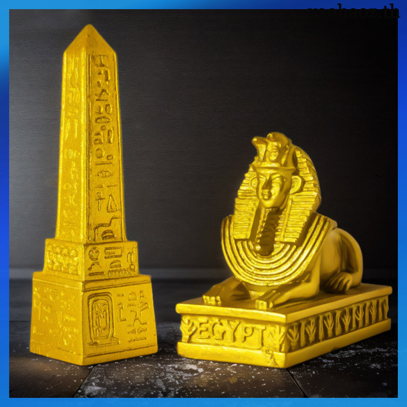 📦 1 Set ฟิกเกอร์เรซิ่น Sphinx โมเดลตั้งโต๊ะ รูปปั้น Sphinx อียิปต์ รูปปั้นหอคอยอียิปต์